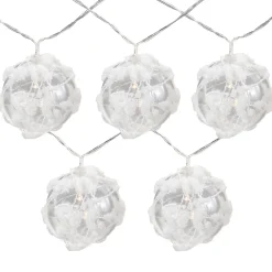 10 B/O LED Warm White Clear Round Ball Christmas Lights - 4.75' Clear Wire