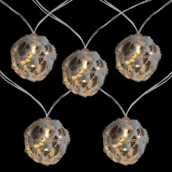 10 B/O LED Warm White Clear Round Ball Christmas Lights - 4.75' Clear Wire