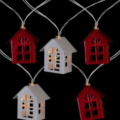 10 B/O LED Warm White Metal House Christmas Lights - 6.5' Clear Wire