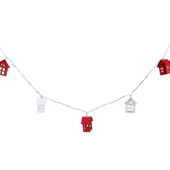 10 B/O LED Warm White Metal House Christmas Lights - 6.5' Clear Wire