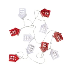 10 B/O LED Warm White Metal House Christmas Lights - 6.5' Clear Wire