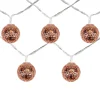 10 B/O LED Warm White Rose Gold Metal Ball Christmas Lights - 6.25' Clear Wire