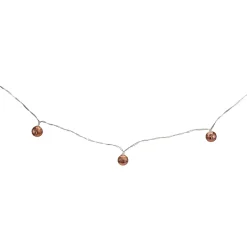 10 B/O LED Warm White Rose Gold Metal Ball Christmas Lights - 6.25' Clear Wire