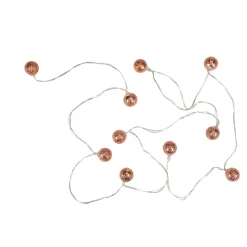 10 B/O LED Warm White Rose Gold Metal Ball Christmas Lights - 6.25' Clear Wire