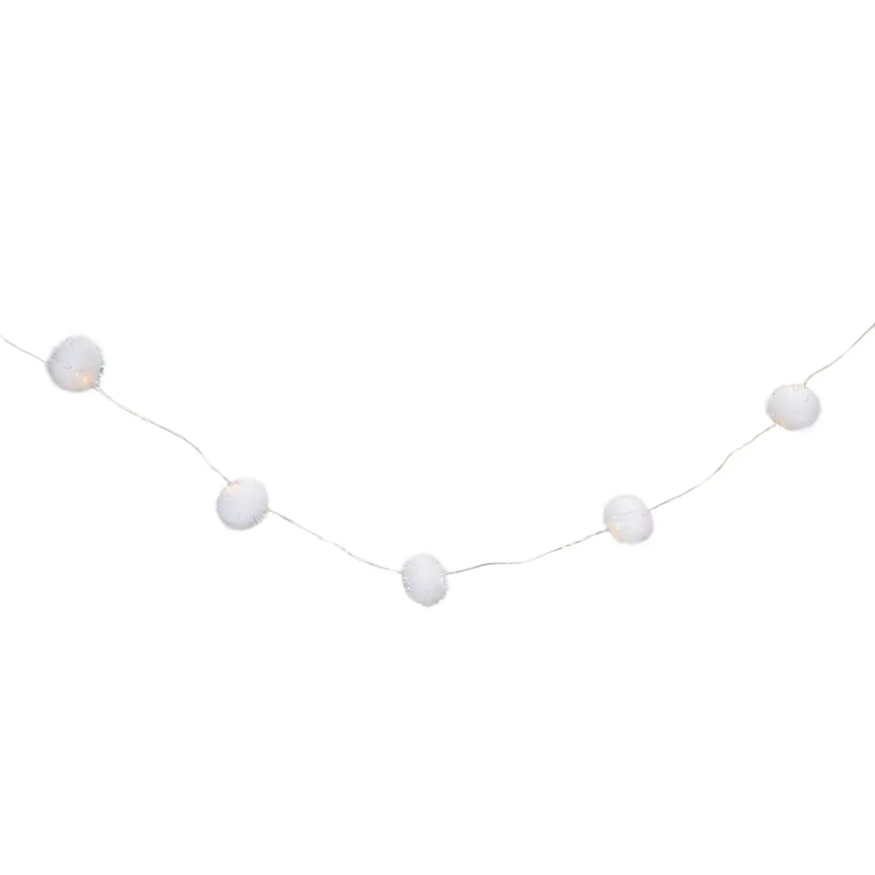 15 B/O LED Warm White Tinsel Pop Ball Christmas Lights - 4.5' Clear Wire