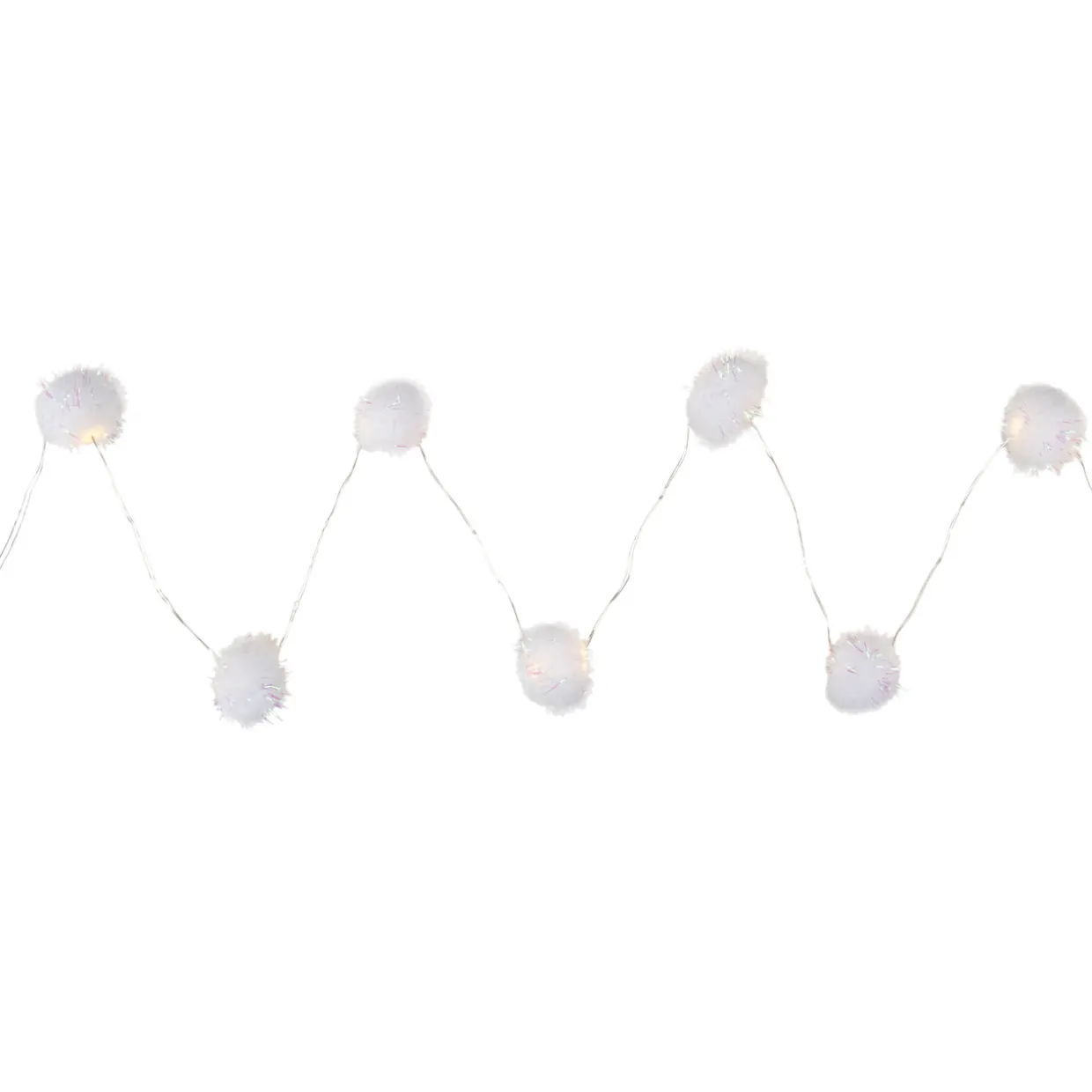 15 B/O LED Warm White Tinsel Pop Ball Christmas Lights - 4.5' Clear Wire