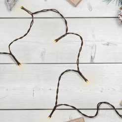 10 B/O Warm White LED Wide Angle Christmas Lights - 3 ft Brown Wire