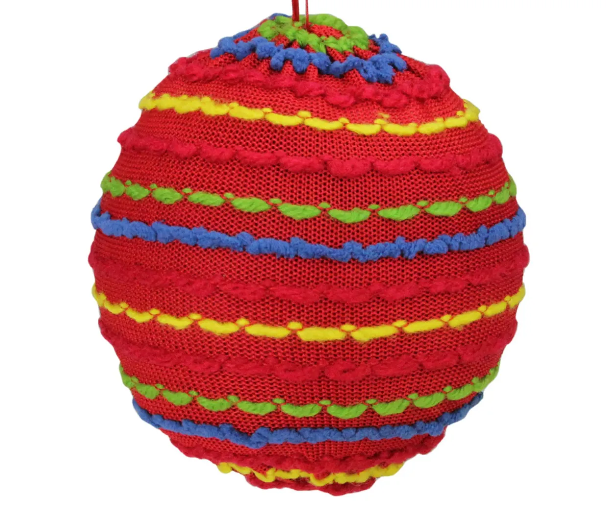 4.25" Bohemian Multicolor Knitted Christmas Ball Ornament