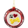 3.75" Bones and Heart Dog Food Bowl Glass Christmas Ornament