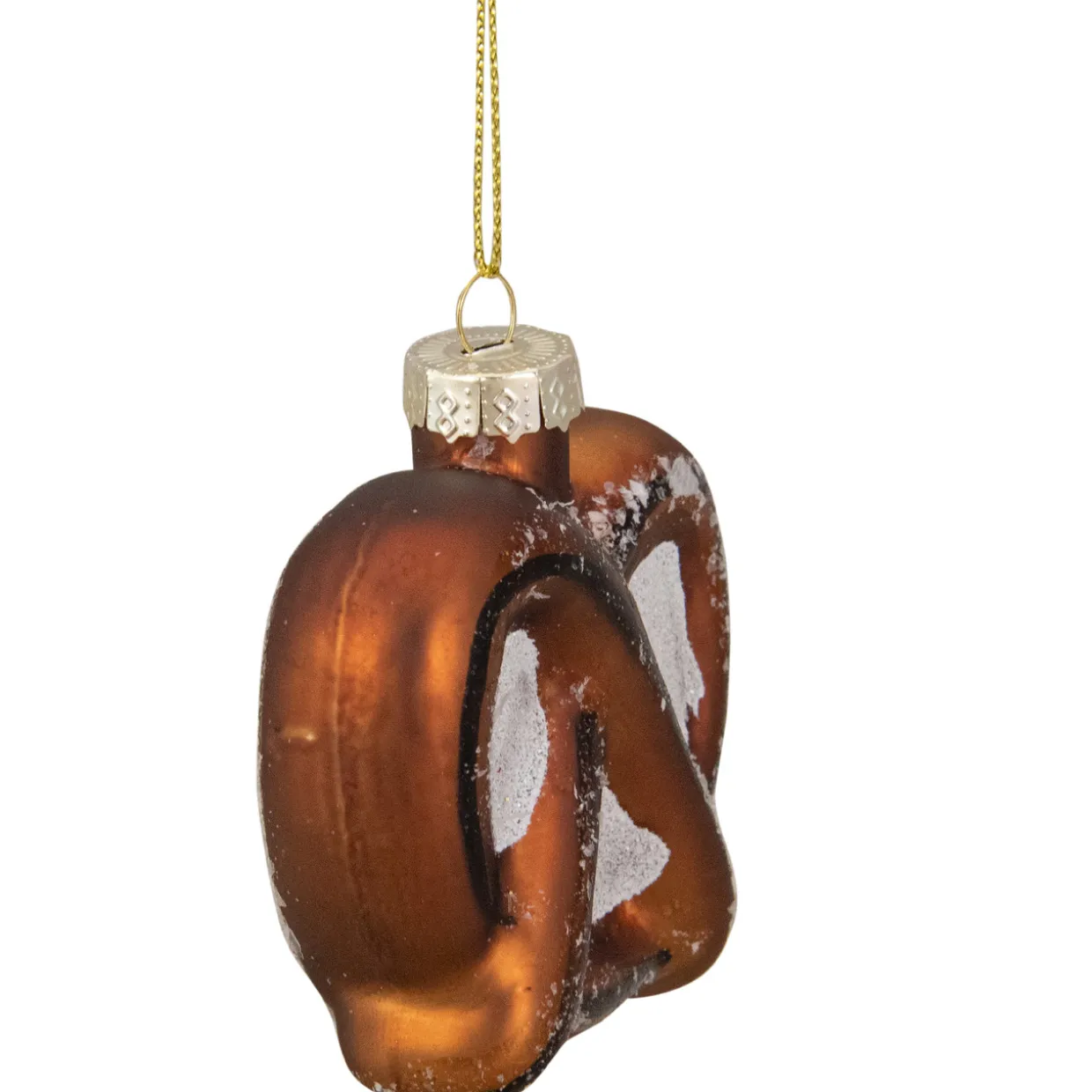 2.75" Bronze and White Holiday Collections Salted Pretzel Glass Christmas Ornament