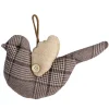 8" Brown and Beige Houndstooth Plaid Bird Christmas Ornament