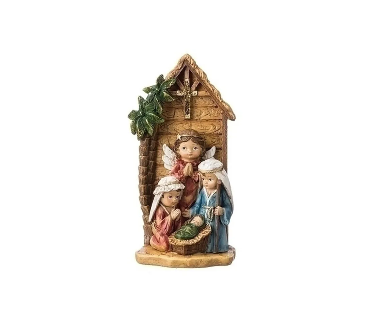 8" Brown and Blue Children's Nativity Scene Christmas Tabletop Decoration