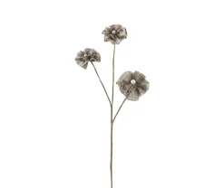 25" Brown and Gold Glittered Vintage Posey Artificial Floral Christmas Spray