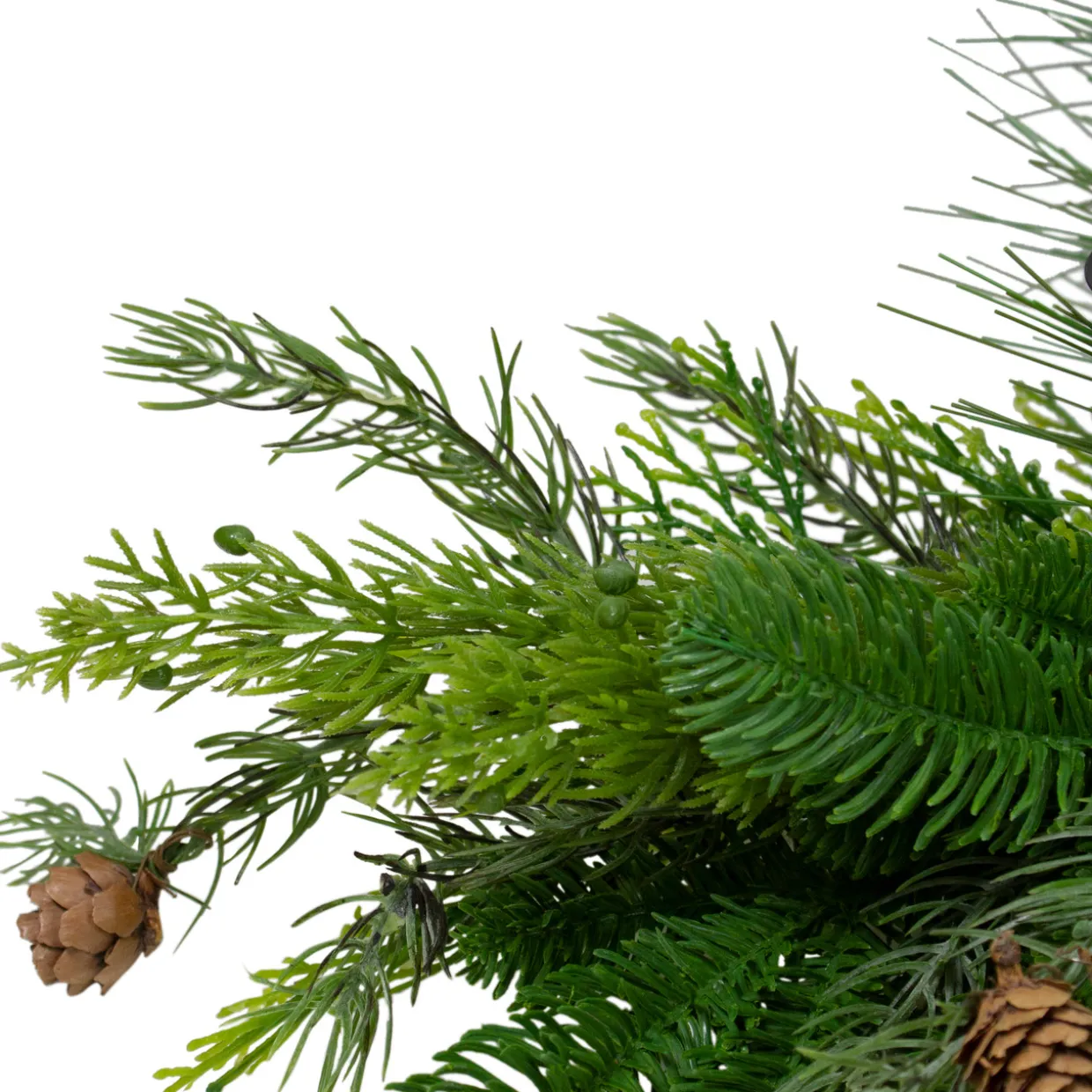 32" Brown and Green Artificial Pine Cone and Pine Needle Christmas Candle Holder