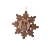 7" Brown and Red Embroidered Craft Snowflake with Owl Stamp Christmas Ornament