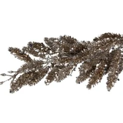 48" Brown and Silver Glittered Weeping Pine Artificial Christmas Spray