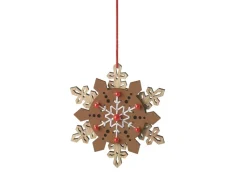 5" Brown and White Country Rustic Style Snowflake Christmas Ornament