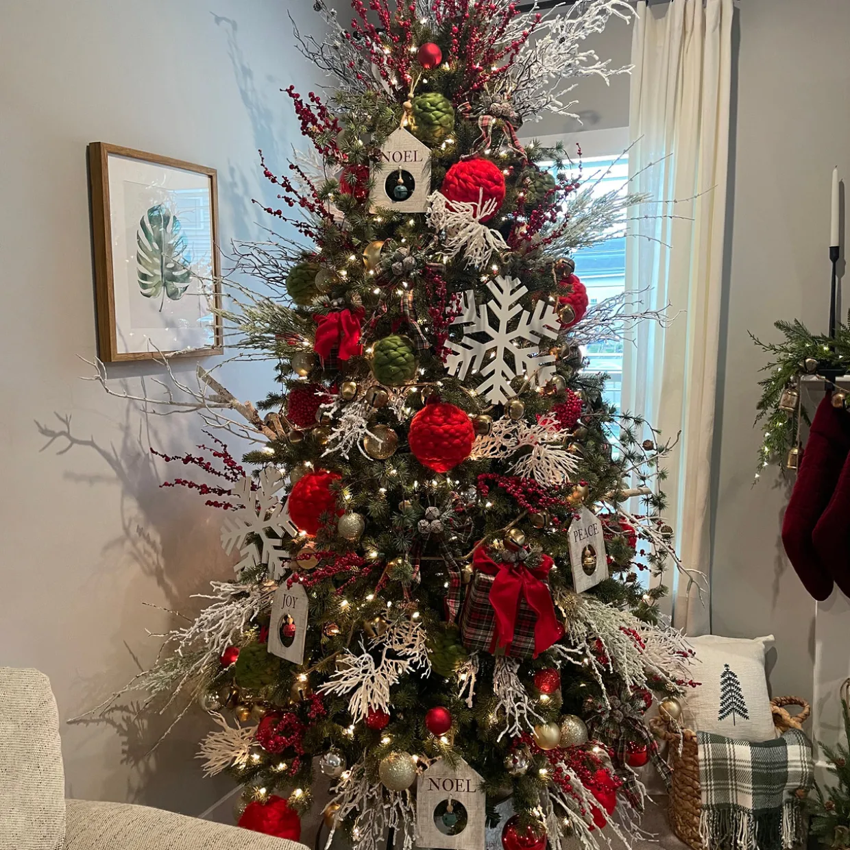 43" Brown and White Frosted Artificial Christmas Poplar Tree Branch