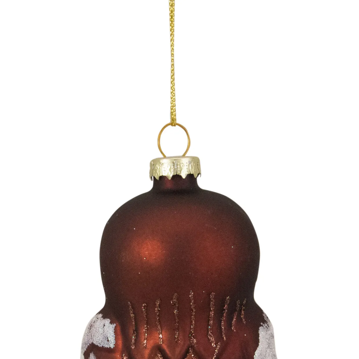 3.75" Brown and White Glass Owl Christmas Ornament