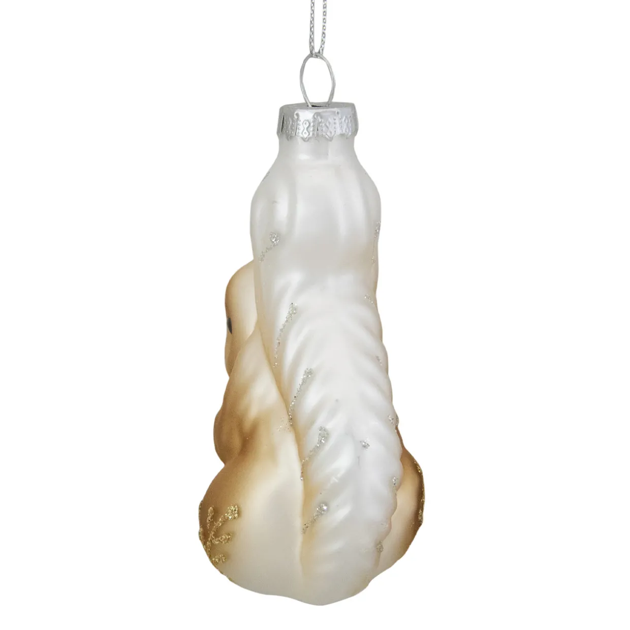 3.75" Brown and White Glass Squirrel with Nut Christmas Ornament