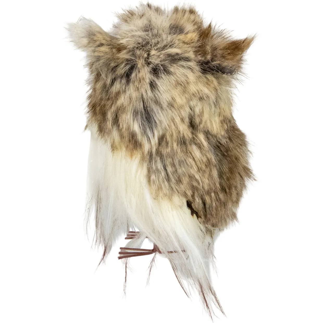 4.75" Brown and White Plush Fur Owl Christmas Ornament