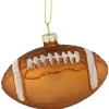 3.5" Brown Football Glittered Glass Christmas Ornament