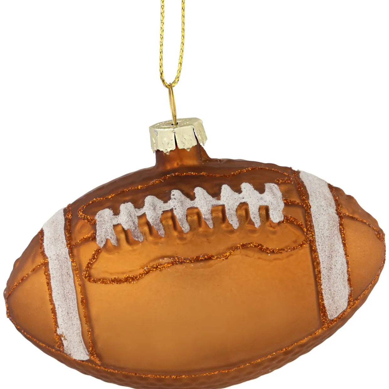 3.5" Brown Football Glittered Glass Christmas Ornament