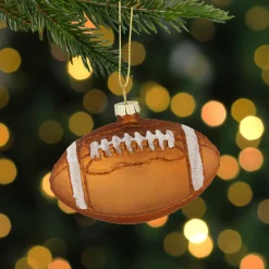 3.5" Brown Football Glittered Glass Christmas Ornament
