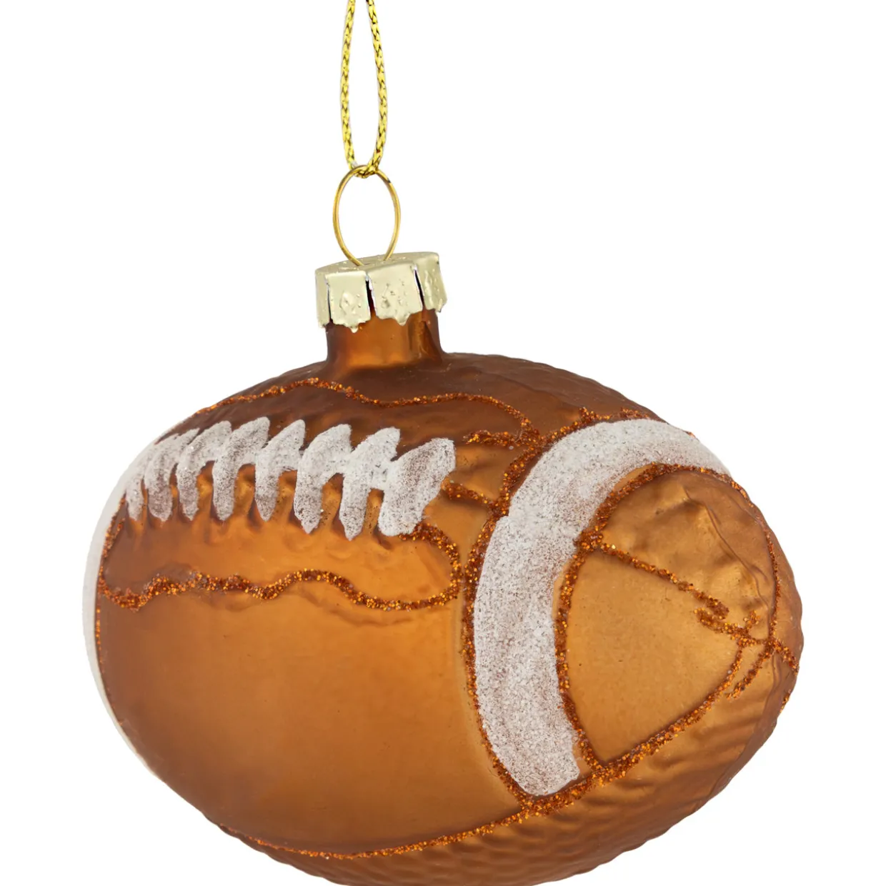 3.5" Brown Football Glittered Glass Christmas Ornament