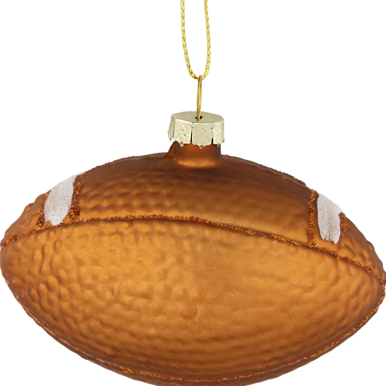 3.5" Brown Football Glittered Glass Christmas Ornament