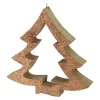 7" Brown Glittered Cutout Christmas Tree Ornament