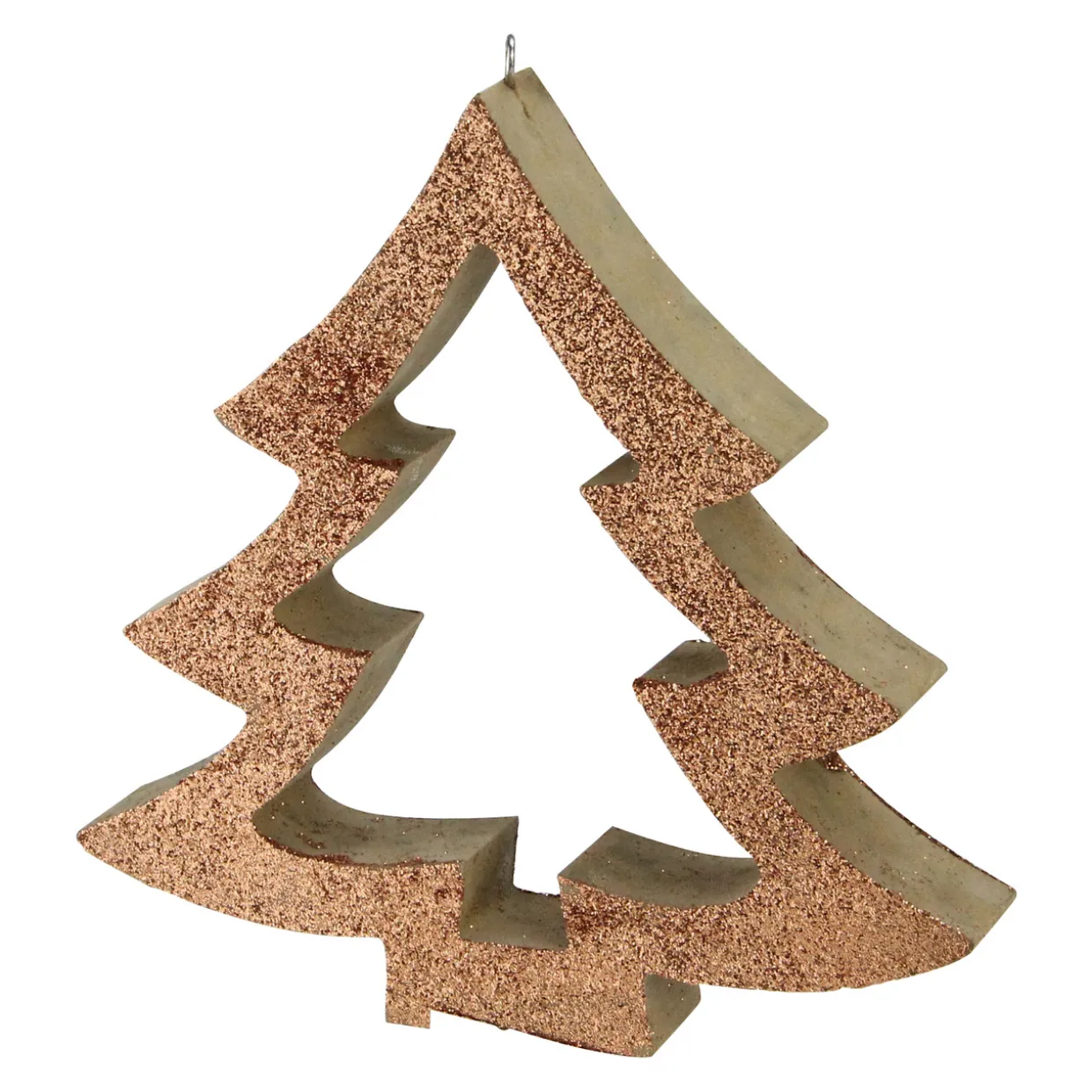 7" Brown Glittered Cutout Christmas Tree Ornament