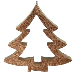 7" Brown Glittered Cutout Christmas Tree Ornament
