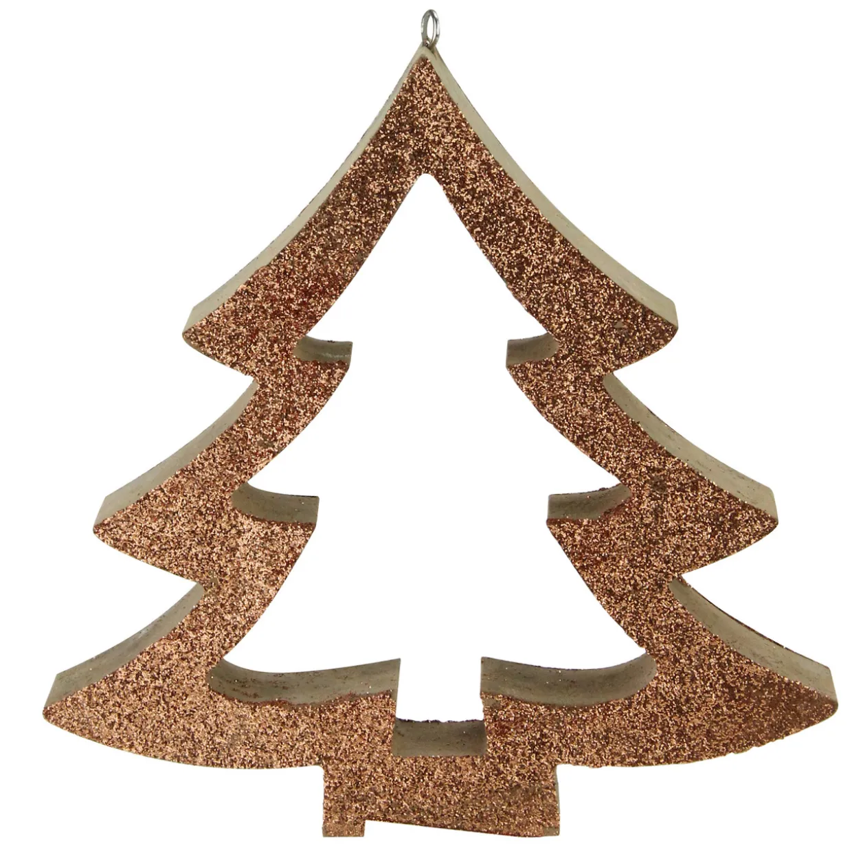 7" Brown Glittered Cutout Christmas Tree Ornament