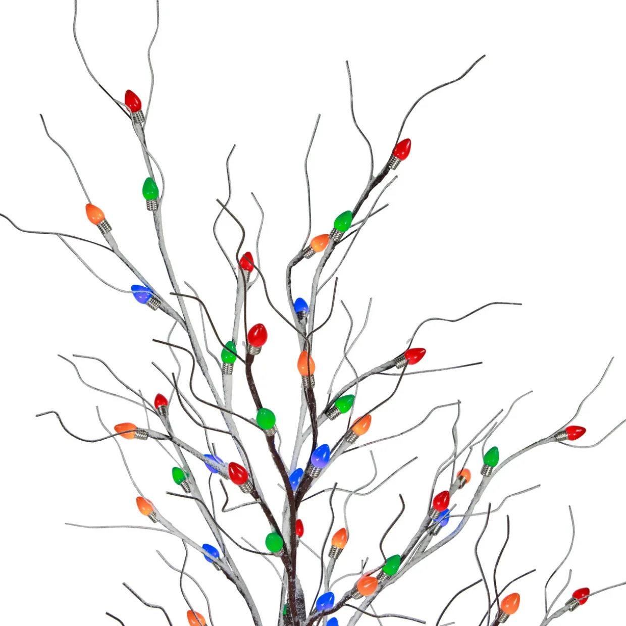 6' Brown LED Lighted Frosted Christmas Twig Tree - Multi-Color lights