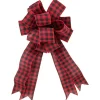 19" Buffalo Plaid Print 14 Loop Christmas Bow Tree Topper