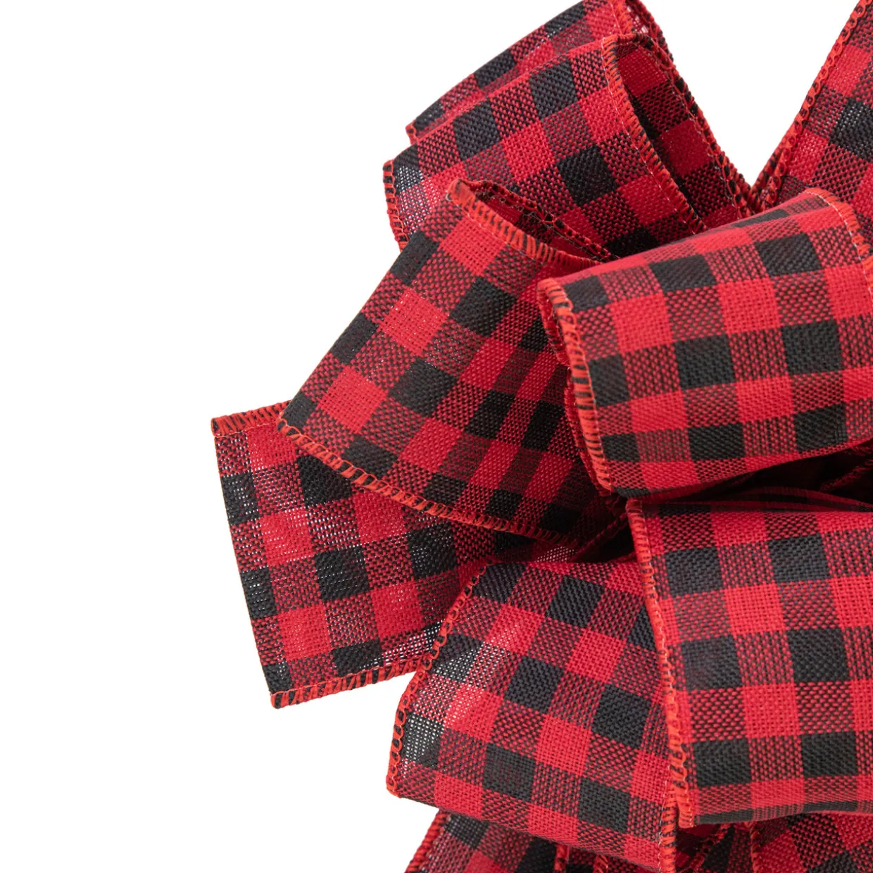 19" Buffalo Plaid Print 14 Loop Christmas Bow Tree Topper