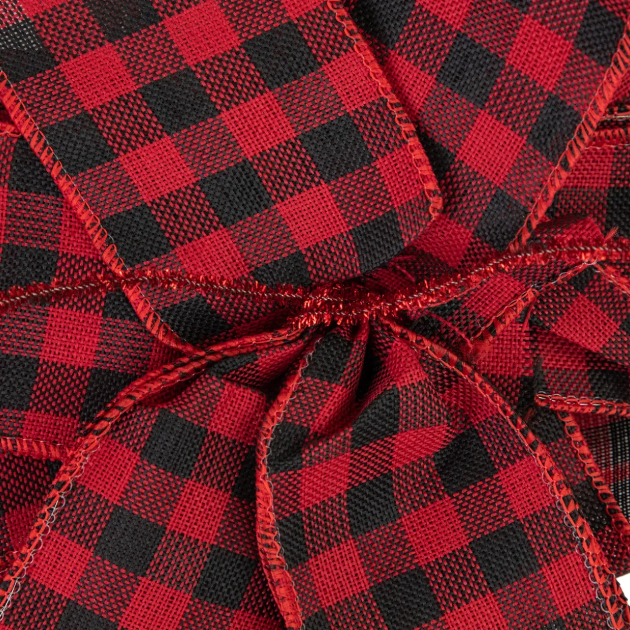 19" Buffalo Plaid Print 14 Loop Christmas Bow Tree Topper