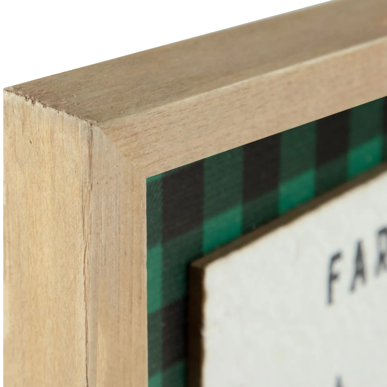 16" Buffalo Plaid Wooden Framed "Farm Fresh Christmas Trees" Wall Decor