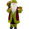 16" Burgundy and Bright Green Santa Claus with Gifts Christmas Figure