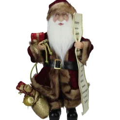 18" Burgundy and Brown Santa Claus with Naughty or Nice List Christmas Figure