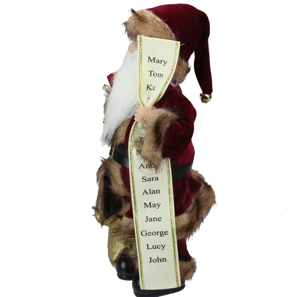18" Burgundy and Brown Santa Claus with Naughty or Nice List Christmas Figure