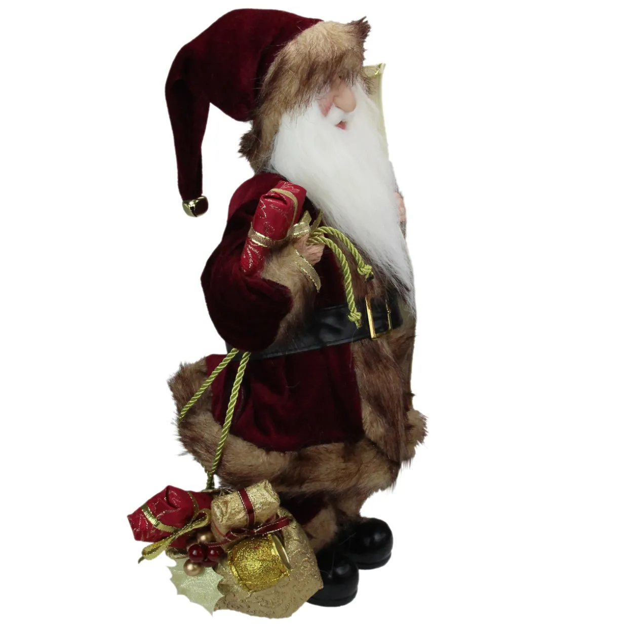 18" Burgundy and Brown Santa Claus with Naughty or Nice List Christmas Figure