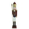 48" Burgundy and White Wooden Christmas Nutcracker King with Scepter