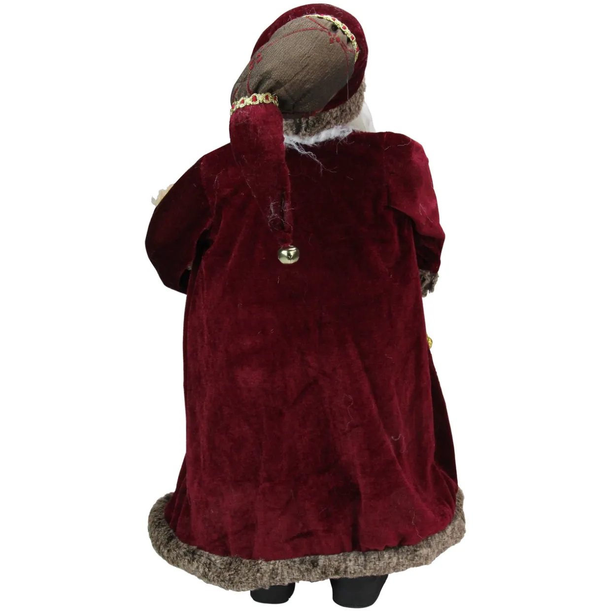 24" Burgundy Santa Claus with Teddy Bear Christmas Figure
