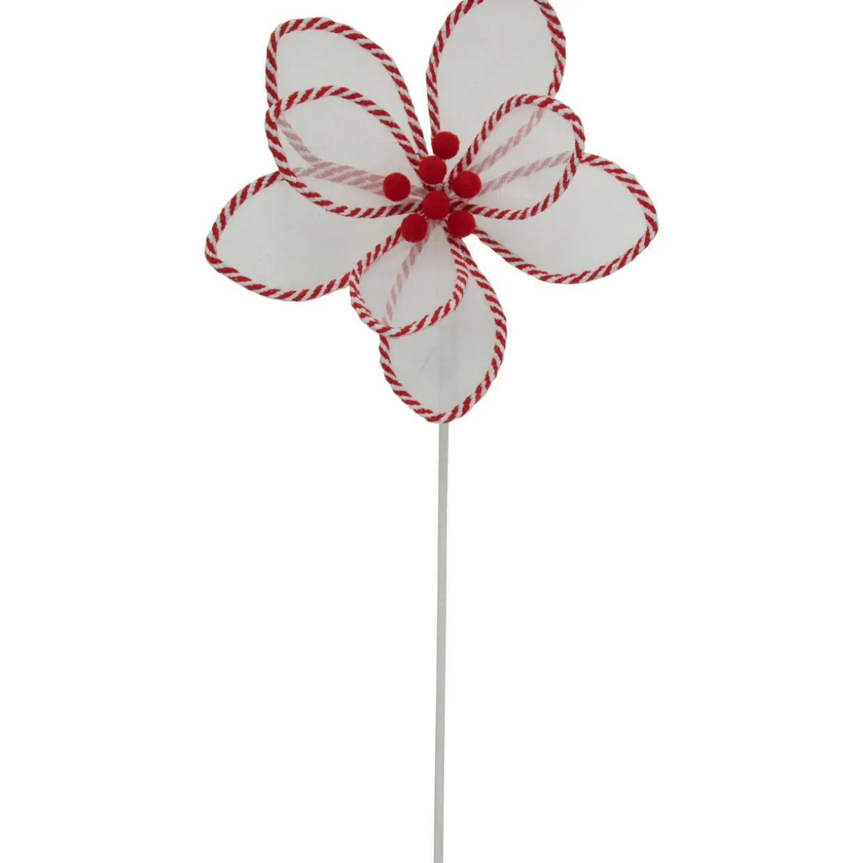 22" Candy Cane Poinsettia Christmas Stem Spray