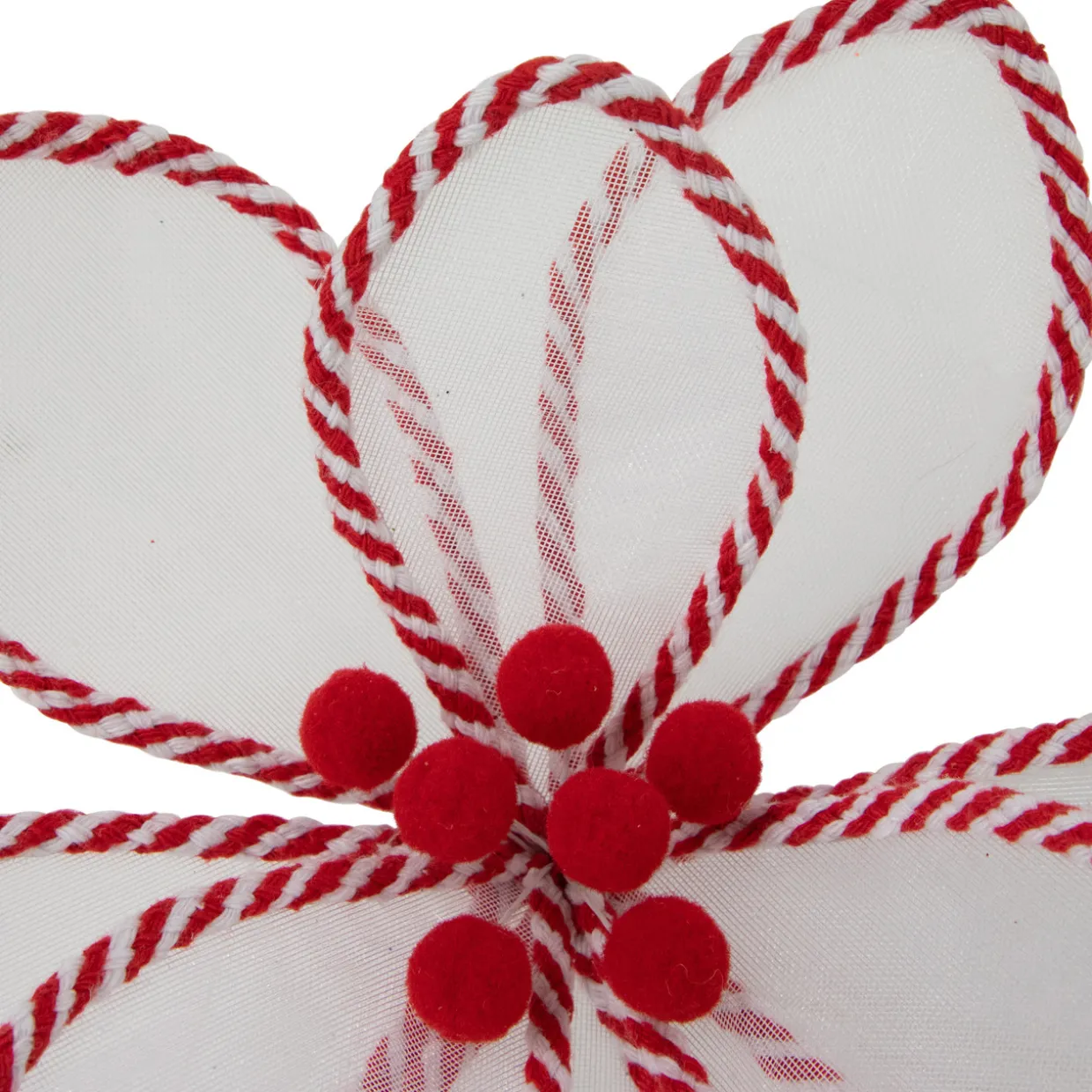 22" Candy Cane Poinsettia Christmas Stem Spray