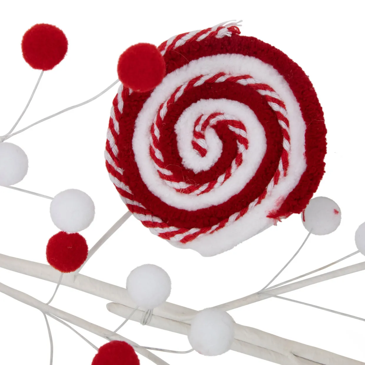 30" Candy Cane Swirls and Pom Poms Christmas Garland