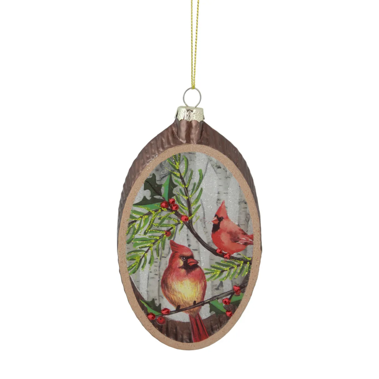 6" Cardinal Glass Plate Christmas Ornament