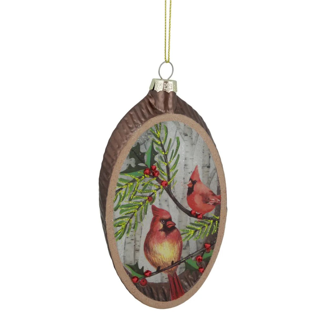 6" Cardinal Glass Plate Christmas Ornament